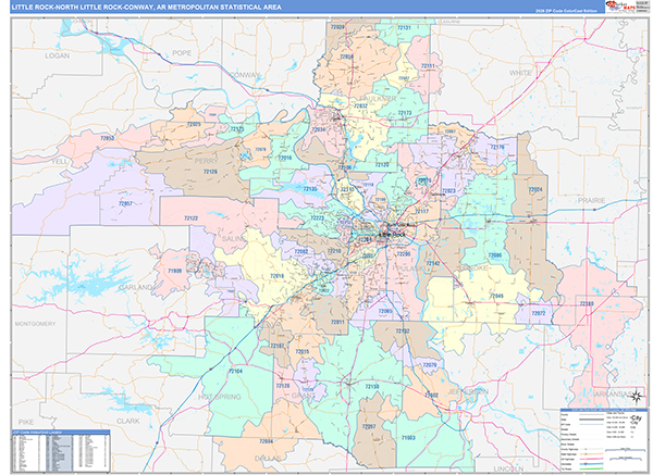 Little Rock-North Little Rock-Conway Metro Area Wall Map